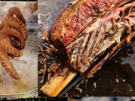 Corte de carne preparado na brasa